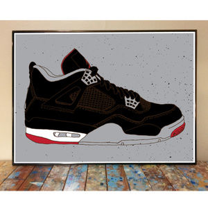 11x17 AIR JORDAN 4 BLACK CEMENT DRAWING ART PRINT